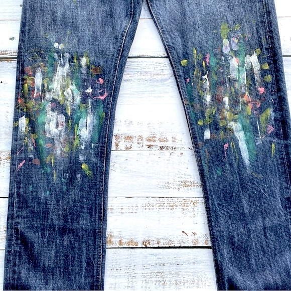 Nudie Jeans Other - RARE Nudie Jeans Co Paint Splatter Straight Sven Art Painted Denim Mens 30 x 34